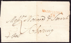 69743 - 1810 MAIL MAIDSTONE TO CHARING WITH MANUSCRIPT 'X Post' AND 'MAIDSTONE 38' MILEAGE MARK (KT714). agile) Ma...
