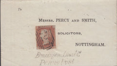 69809 - 1846 LINCS/DONNINGTON PENNY POST (LI255)/PL.59(MA)(SG8). Part wrapper Spalding to Nottin...