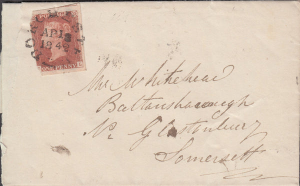 69889 - 1842 'DORCHESTER' TOWN CANCELLATION ON COVER (SPEC B1va...