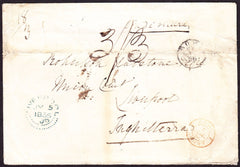 69983 - 1856 'LIVERPOOL' DOTTED DATE STAMP ON MAIL ROME TO LIVERPOOL. 1856 envelope (creased...