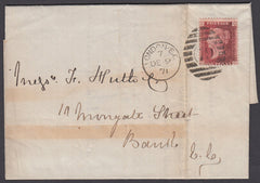 70463 - 1871 MAIL PRIVATELY CARRIED EX GIBRALTAR TO LONDON/PL.137(QG)(SG43). 1871 wrapper Gibraltar to London...