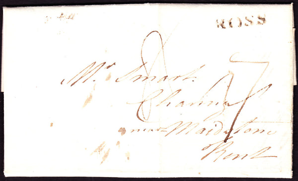 70563 - 1797 HEREFORDSHIRE/'ROSS' HAND STAMP (HF372). Letter Ross to Charing Kent da...