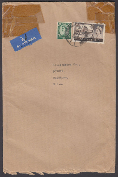 70616 - 1963 MAIL UK TO USA 2/6D CASTLE ISSUE. Large envelope (152x220) to Oklahoma USA with 1/3d Wilding an...