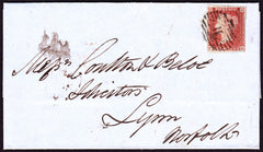 70757 - PLATE 170 (SG 8)(TK). 1853 wrapper London to Kings Lynn with SG8 pl. 170...