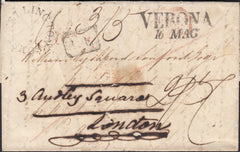 70820 - 1831 MAIL VERONA TO WELLINGTON (SOMS) REDIRECTED TO LONDON WITH 'WELLINGTON' UDC (SO865).