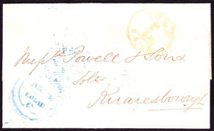 70834 - YORKSHIRE/YORK UNIFORM PENNY POST HAND STAMP (YK3345). 1849 wrapper York to Knaresborough post...
