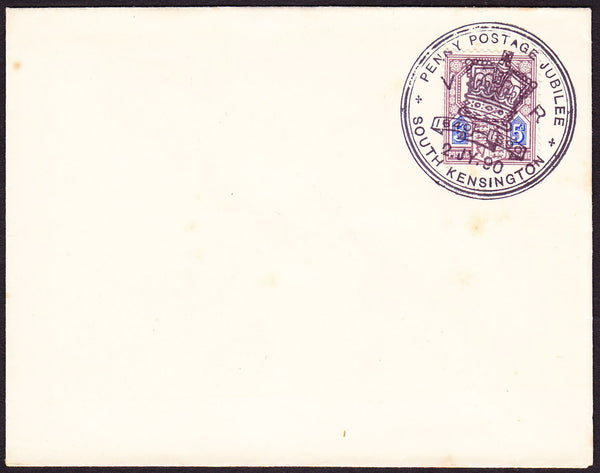 71009 - 1890 PENNY POSTAGE JUBILEE/5D JUBILEE (SG207a) SOUTH KENSINGTON CANCELLATION ON ENVELOPE.