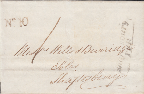 71050 - 1837 DORSET/SHAFTESBURY PENNY POST. Letter Milborne Port to Shaftesbury d...