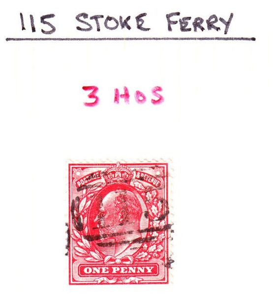 71563 - NORFOLK. The "115" barred numeral of Stoke Ferry. ...