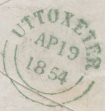 71749 - 1854 1D PLATE 176 IMPERFORATE USED ON COVER (SG8)....