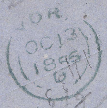71871 - 1856 PL.37 RED BROWN ON BLUED STRIP OF FOUR ON COVER YORK TO SNAITH. £& PL>large part wrapper York to Snaith with 4 x 1d...