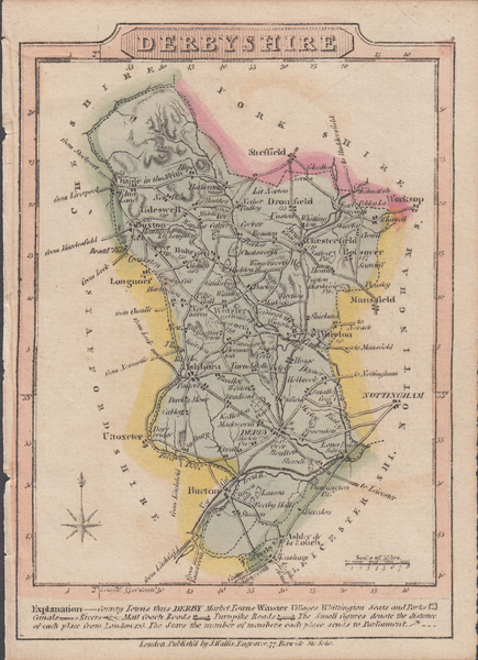 72199 - MAP/DERBYSHIRE. A very fine map by J.Wallis produc...