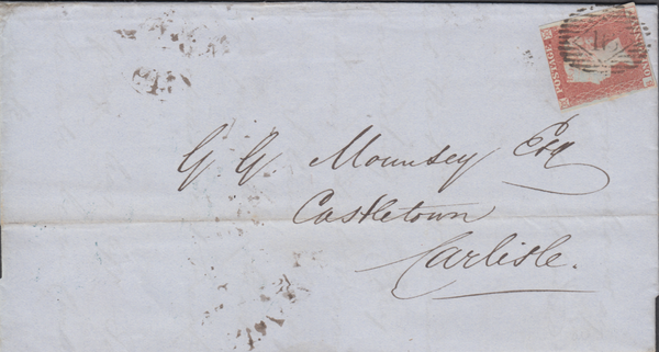 72320 - Pl.89 (SG8)(SF) ON COVER. 1849 wrapper London to Carlisle w...