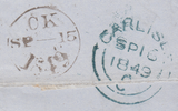 72320 - Pl.89 (SG8)(SF) ON COVER. 1849 wrapper London to Carlisle w...