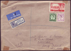 72809 - 1964 REGISTERED MAIL SUTTON COLDFIELD TO USA/5/- CASTLE. Envelope Sutton Coldfield (F.J.Field) to New ...