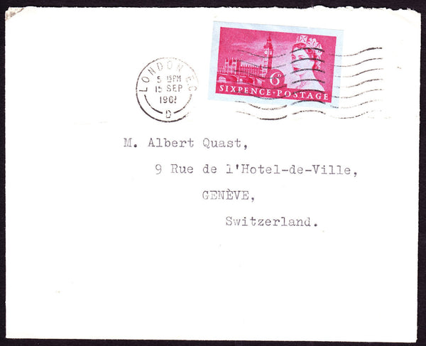 73011 - 1961 POSTAL STATIONERY CUTOUT. Envelope London to ...