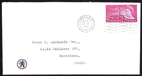 73012 - 1966 POSTAL STATIONERY CUTOUT. Envelope London to ...