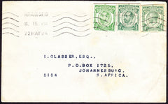 73022 - KGV ½D POSTAL STATIONERY CUTOUT x 2 ON 1924 COVER. Envelope Norwood to...