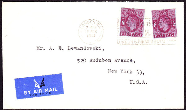 73023 - 1951 POSTAL STATIONERY CUTOUT. Envelope London to ...