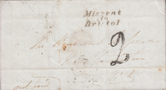 73087 - 'MISSENT/TO/BRISTOL' ITALIC STYLE HANDSTAMP (BS174).