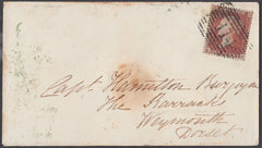 73129 - PLATE 2(LJ)(SG21). 1855 envelope Dundee to Weymout...