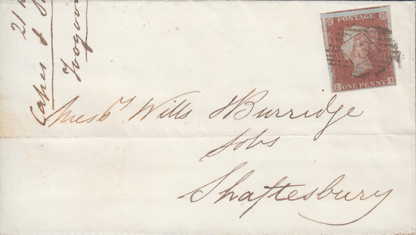 73165 - Pl.87(LD)(SG8) ON COVER. 1849 wrapper London to Shaftesbury...