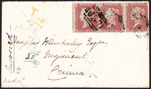 73233 - CRIMEAN WAR/KENT(PL.9 RH RI RJ). 1856 envelope Sevenoaks to "Doug...