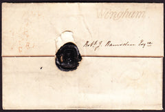 73383 - 1837 MAIL SENT FREE WINGHAM (KENT) TO CAMBRIDGE WITH 'WINGHAM' HAND STAMP (KT1348).