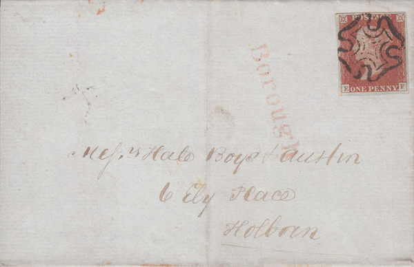 73462 - 1843 LONDON MALTESE CROSS ON COVER/PL.35(EF)(SG8). 1843 entire use...