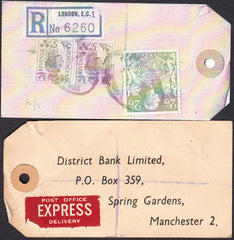 73568 - 1948/9 BANKER'S PARCEL TAG. Tag from London with p...