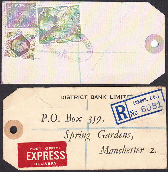73572 - 1948 BANKER'S PARCEL TAG. Tag from London with pri...