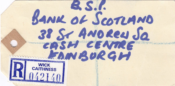 73603 - 1984(?) BANKER'S SPECIAL PACKET TAG. Tag addressed...