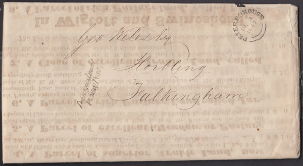 73771 - 1847 AUCTION NOTICE POSTALLY USED IN LINCOLNSHIRE.  Superb auction notice (large!) dat...