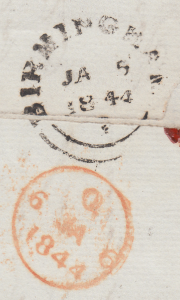 73819 - BIRMINGHAM MALTESE CROSS. 1844 letter Birmingham t...
