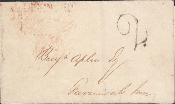 73821 - 1834 UNPAID MAIL. Wrapper used locally in London a...