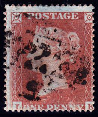 74088 - 1854 1d star pl. 190 S.C.16 (SG 17). A used exampl...