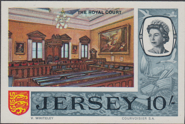 74382 - 1969 10/- JERSEY PRE-DECIMAL ISSUE (SG 28) IMPERFORATE PROOF. A very ...