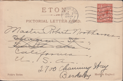 74434 1927 'ETON PICTORIAL LETTER CARD', BERKS TO CALIFORNIA USA.