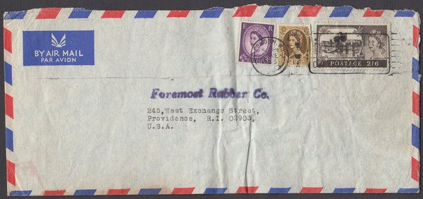 74477 - 1965 MAIL LONDON TO USA 2/6D CASTLE. Large envelope (229x102) London to Rhode Island USA (slight c...