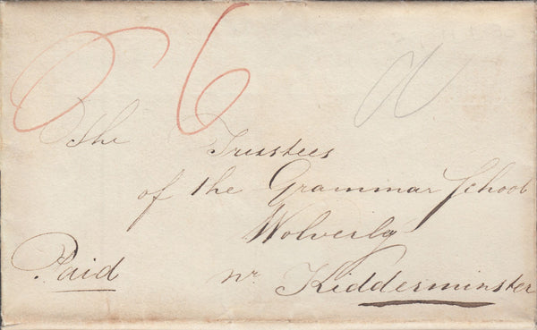 74553 - 1830 WORCS/PERSHORE UDC(WO549). Letter Pershore to Wolverley ...