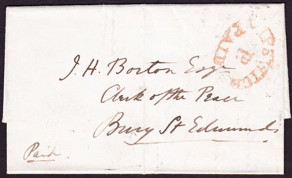 74554 - 1848 SUFFOLK/'IPSWICH P.PAID' (SK215). Wrapper Ipswich t...