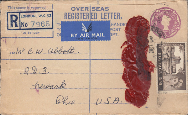 74662 - 1956 REGISTERED MAIL LONDON TO USA/2/6D CASTLE.