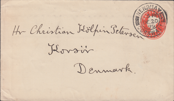 74742 - 1899 QV ½d vermilion postal stationery envelope to...