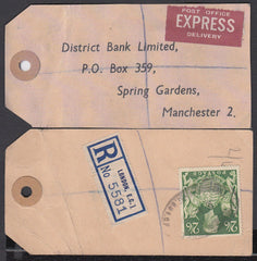 74822 - "BANKER'S PARCEL TAG". 1948 parcel tag London to "...