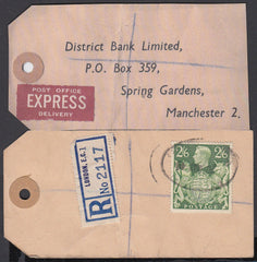 74826 - "BANKER'S PARCEL TAG". 1949 parcel tag London to "...