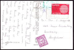 75056 - 1970 UNDERPAID MAIL FRANCE TO CAMBRIDGE. Post card from France to Cambrid...