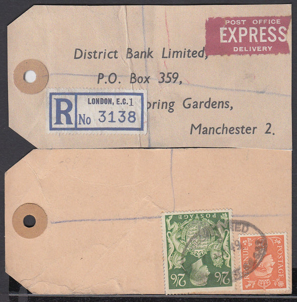 75161 - "BANKER'S PARCEL TAG". 1949 parcel tag London to "...