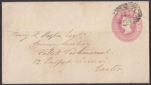 75248 - DEVON. 1849 1d pink envelope (filing fold) Budleig...