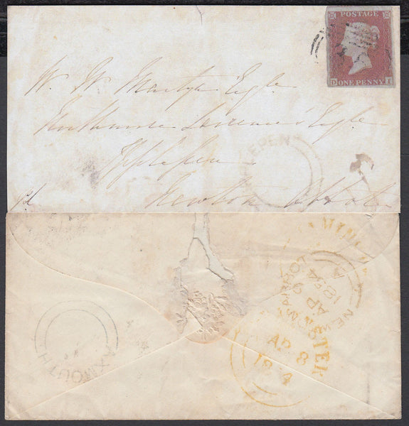 75276 - DEVON - AXMOUTH AND IPPLEPEN UDCS. 1854 envelope A...