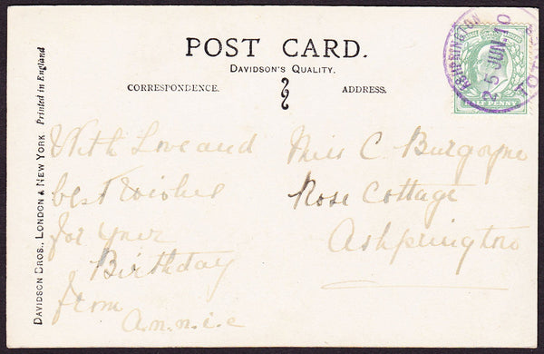 75297 - DEVON - ASHPRINGTON. 1910 post card used locally w...